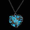 Aimimier Luminous Heart Necklace Halloween Fluorescent Stone Necklace Glow in The Dark Accessories for Women(Blue) view 3