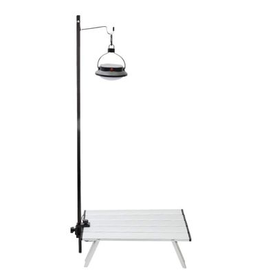 Fdit Portable Camping Light Holder, Black Aluminum Alloy Folding Light Bracket Stand Outdoor Camping Table Lamp Pole with Hook