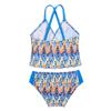 Aislor Kids Girls Tropical Style Tankini Set Spaghetti Straps Crop Top with Shorts Swimwear Bathing Suit Blue 6 view 2