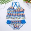 Aislor Kids Girls Tropical Style Tankini Set Spaghetti Straps Crop Top with Shorts Swimwear Bathing Suit Blue 6 view 3