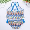 Aislor Kids Girls Tropical Style Tankini Set Spaghetti Straps Crop Top with Shorts Swimwear Bathing Suit Blue 6 view 4