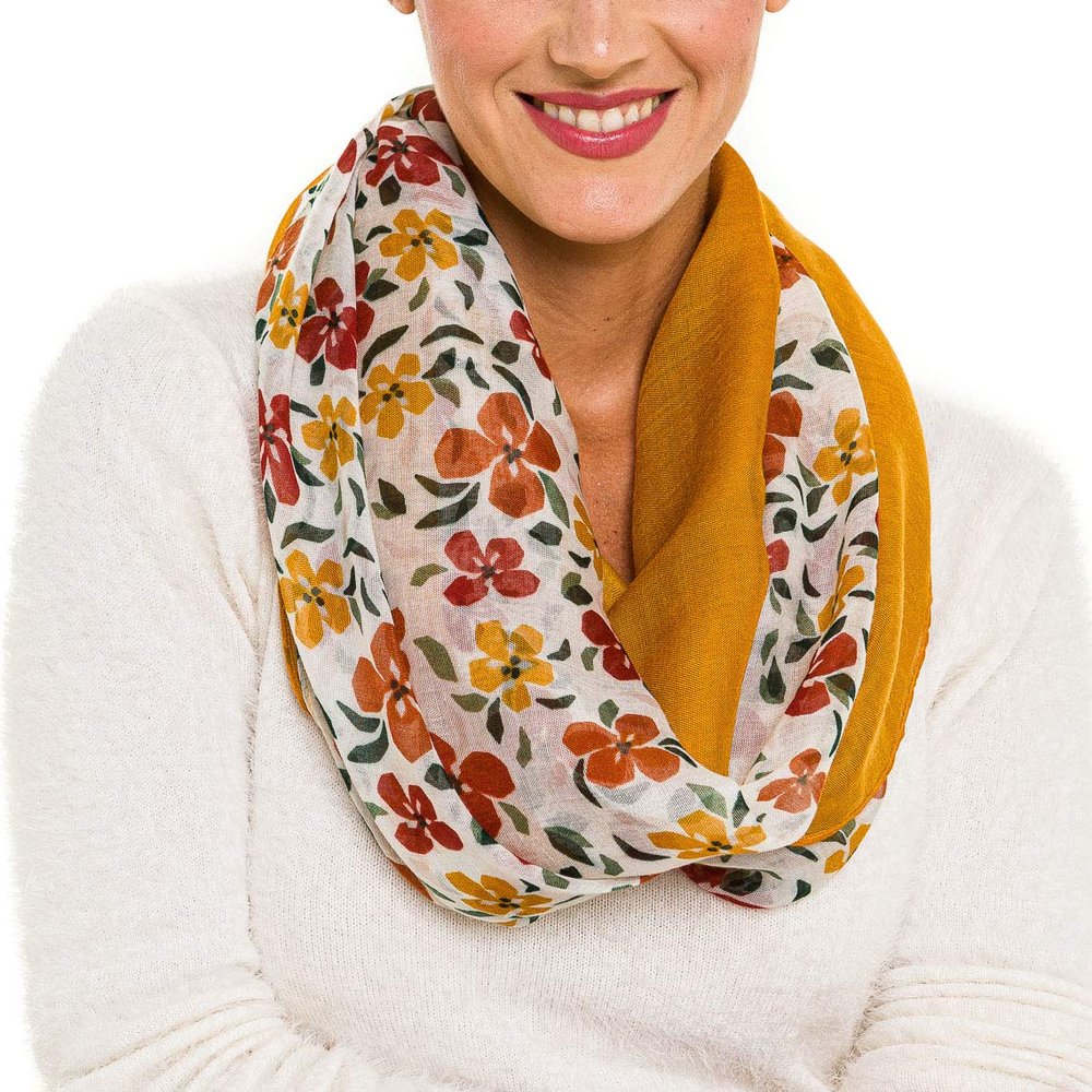 MIMOSITO Infinity Scarfs for Women Lightweight Floral Flower Fall Winter Fashion Wrap Shawl (INF-Canna-1)