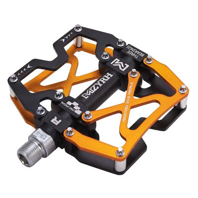 MZYRH Mountain Bike Pedals, Ultra Strong Colorful CNC Machined 9/16" Cycling Sealed 3 Bearing Pedals (Black Black Glod 3 Bearings)