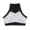 Aislor Kids Girls Sleeveless Tank Sequins Shiny Crop Top Dancewear Workout Mesh Splice Sports Outfit Silver 4 view 3