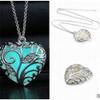 Aimimier Luminous Heart Necklace Halloween Fluorescent Stone Necklace Glow in The Dark Accessories for Women (Green) view 3