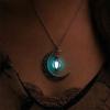 Aimimier Luminous Moon Necklace Stone Pendant Necklace Halloween Fluorescent Necklace Glow in The Dark Accessories for Women (Purple) view 2