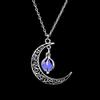 Aimimier Luminous Moon Necklace Stone Pendant Necklace Halloween Fluorescent Necklace Glow in The Dark Accessories for Women (Purple) view 3