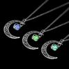 Aimimier Luminous Moon Necklace Stone Pendant Necklace Halloween Fluorescent Necklace Glow in The Dark Accessories for Women (Purple) view 4