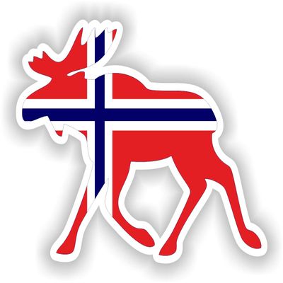 1x Moose Norway 02 Trendy Funny Cool Vinyl Waterproof Sticker - 15cm / 5.9inches