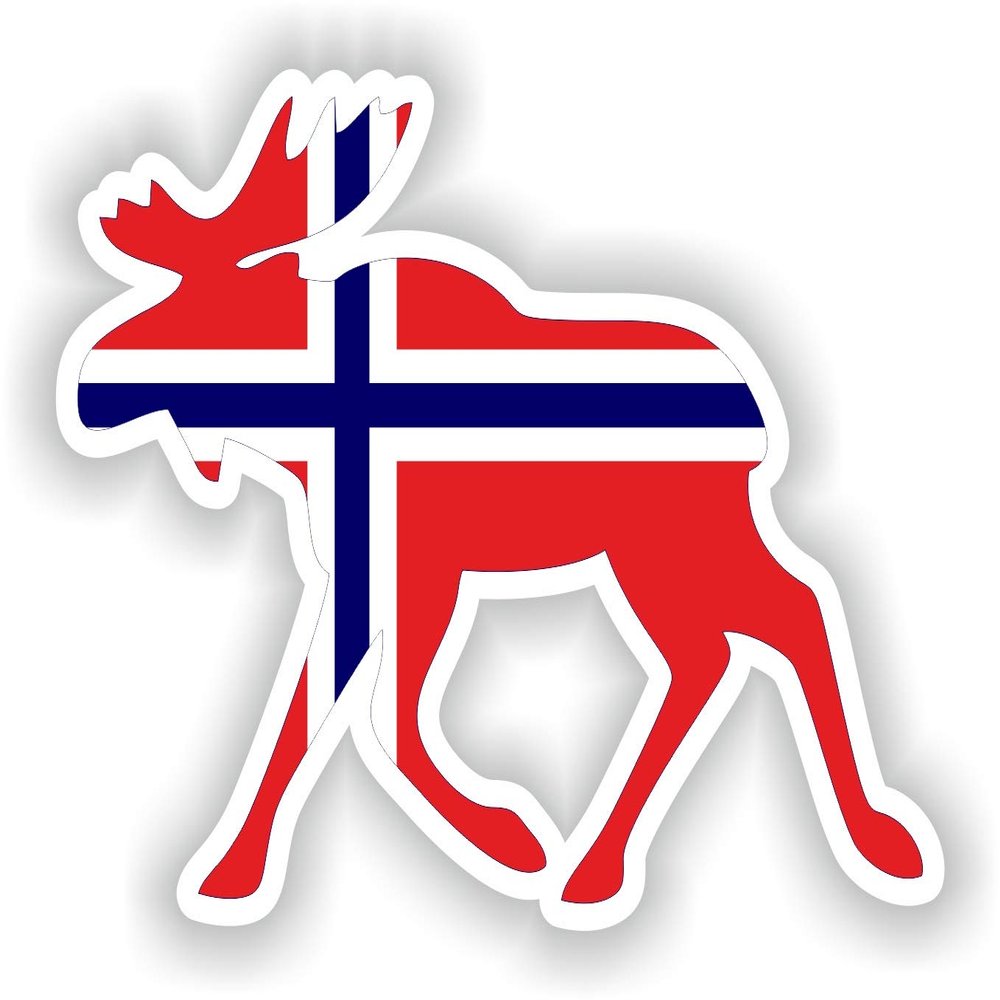 1x Moose Norway 02 Trendy Funny Cool Vinyl Waterproof Sticker - 15cm / 5.9inches