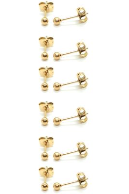 12Pcs 3MM Tiny Ball Stud Earrings, 20G Hypoallergenic Surgical Steel Small Gold Cartilage Helix Piercing Jewelry, Micro Stacked Stud Earring, Mini Dot Post Earrings Set for Multiple Hole Piercing