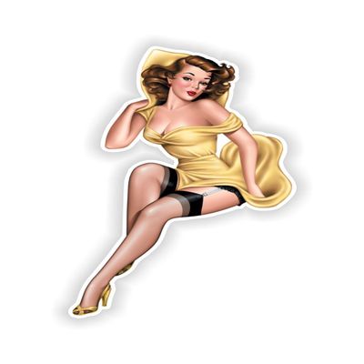 1x Pin Up 01 Attractive Girl Vinyl Waterproof Sticker - 5cm / 2inches