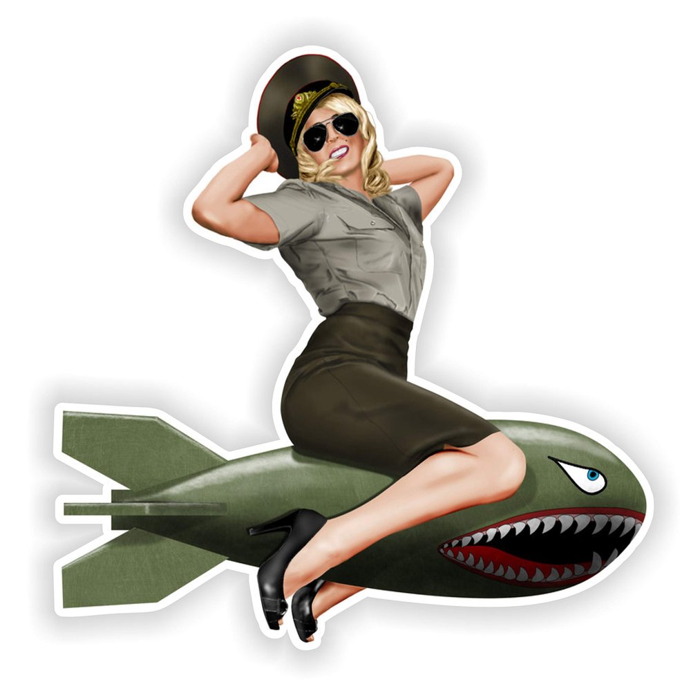 1x Pin Up 17 Attractive Girl Vinyl Waterproof Sticker - 10cm / 4inches