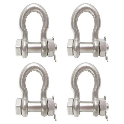 Rigging 4 Pack - 7/8" Stainless Steel Safety Bolt Anchor Shackle Type 316 10,000 lbs Marine