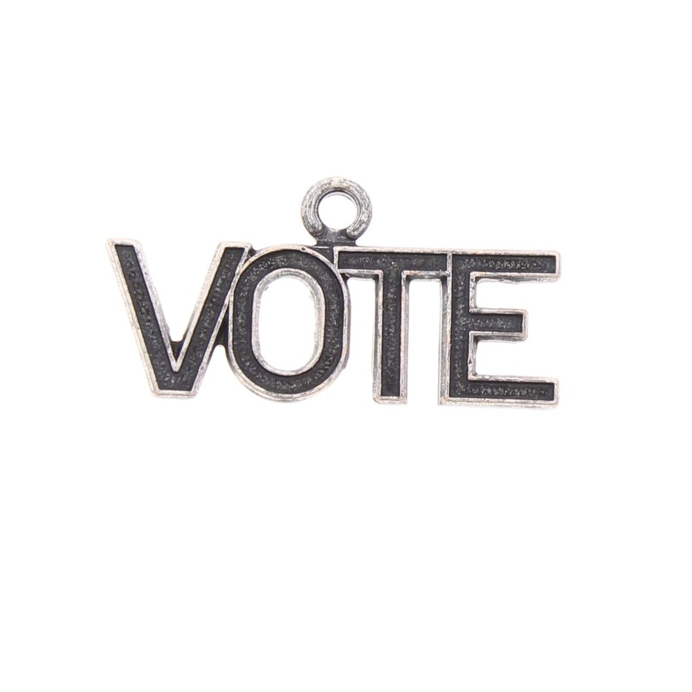 HHH Designs Vote Charm set, With Ring, sold 6 each, Antique Silver Finish,