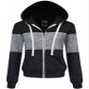 Made By Johnny MBJ WSK2302 Women's Casual Color Block Zip Up Hoodie Jacket S Black_Grey view 1
