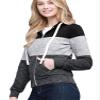 Made By Johnny MBJ WSK2302 Women's Casual Color Block Zip Up Hoodie Jacket S Black_Grey view 2