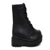 Soda Firm-IIS Girls Lace Up Side Zipper Vegan Leather Combat Boots (Black, numeric_2) view 1