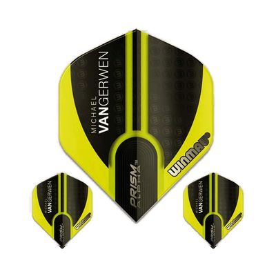 Winmau Prism Alpha Pro Player Michael Van Gerwen Dart Flights, MvG Green 144, 100 Micron Extra Strong (3 Sets - 9 Flights)