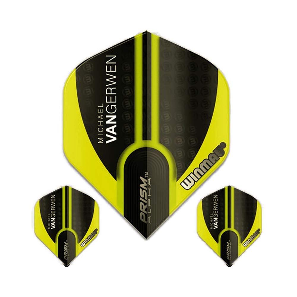 Winmau Prism Alpha Pro Player Michael Van Gerwen Dart Flights, MvG Green 144, 100 Micron Extra Strong (3 Sets - 9 Flights)