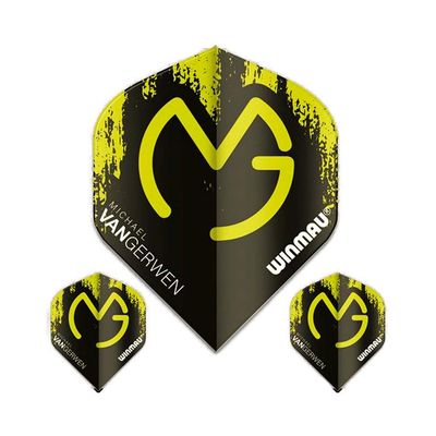 Winmau Mega Standard Michael Van Gerwen Dart Flights, MvG Black Splatter, 75 Micron (3 Sets)