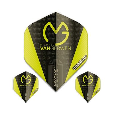 Winmau Prism Delta Pro Player Michael Van Gerwen Dart Flights, MvG Green Wing, 100 Micron Extra Strong (3 Sets - 9 Flights)