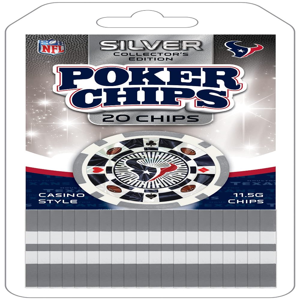 Masterpieces Casino - NFL Houston Texans - 20 Piece Team Poker Chips Silver Edition