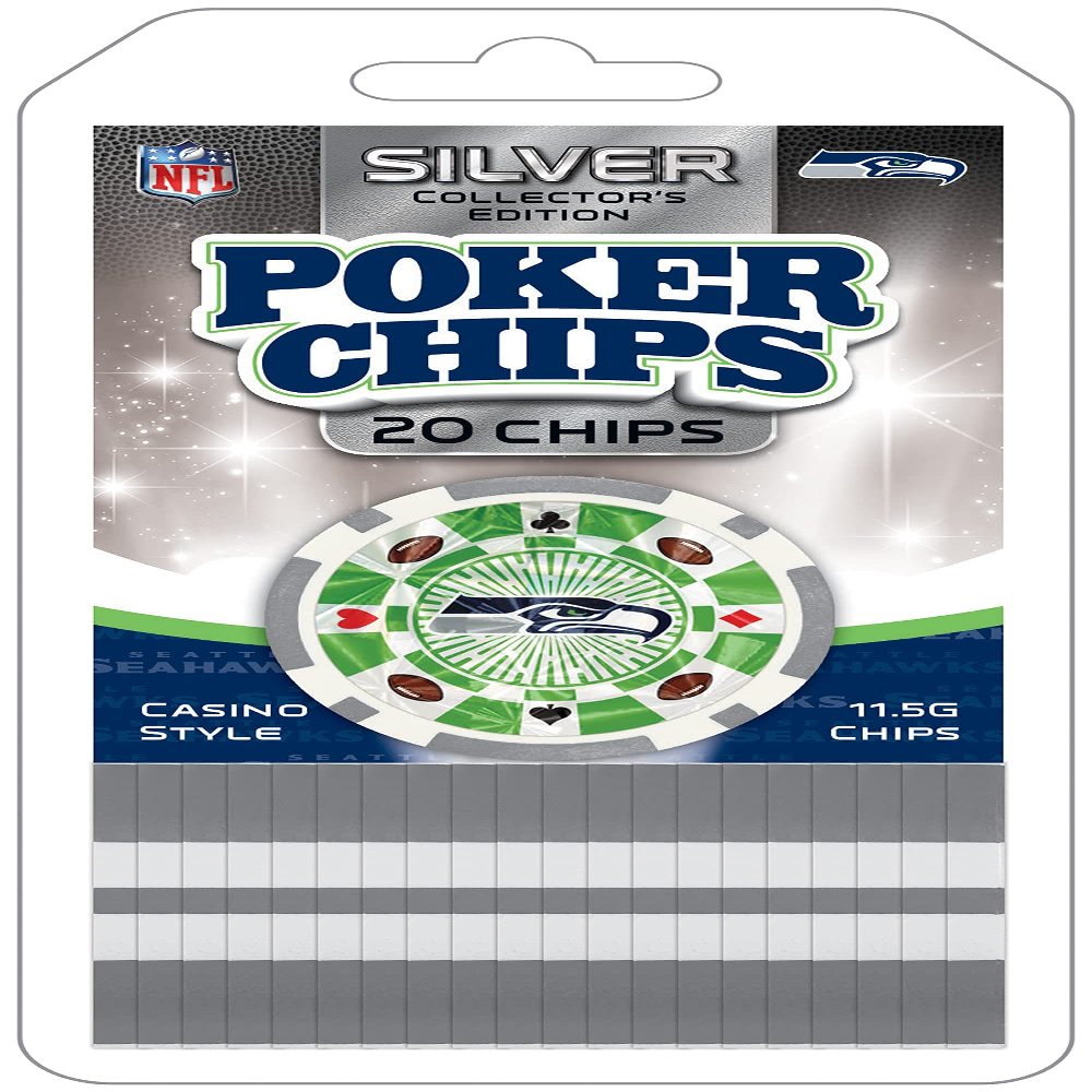 Masterpieces Casino - NFL Seattle Seahawks - 20 Piece Team Poker Chips Silver Edition