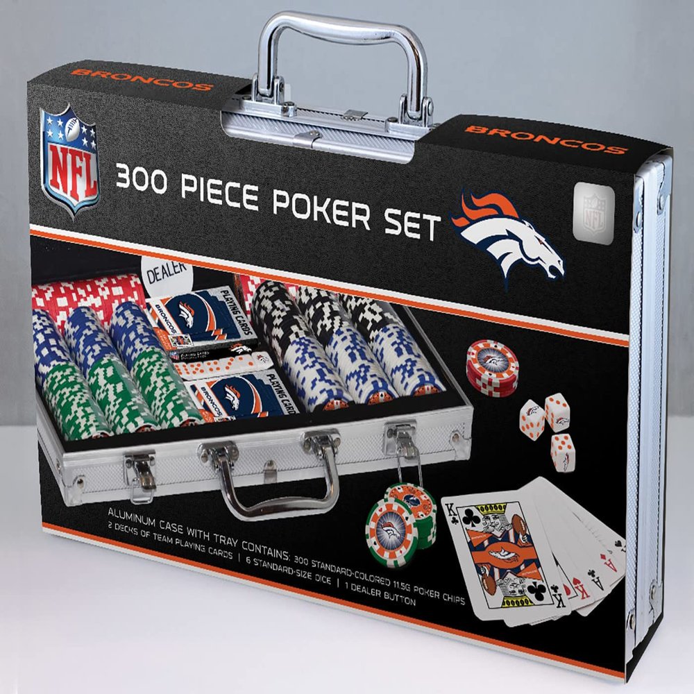 MasterPieces Game Day - NFL Denver Broncos - 300 Piece Poker Chip Set, Casino Style