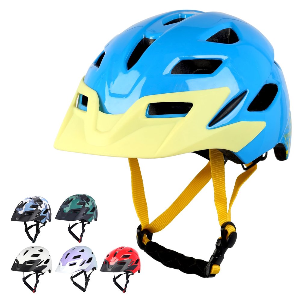 Bilaki Kids Bike Helmet, Adjustable Toddler Youth Helmet with Detachable Visor & LED Light for Boys Girls Ages 2-14, Multi-Sport Helmet for Cycling Scooter Skating, 2 Sizes