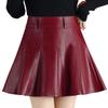 chouyatou Women's Casual Side Zipper Flare Pleated Faux Leather Skater Skirts (XX-Large, Dark Red) view 1
