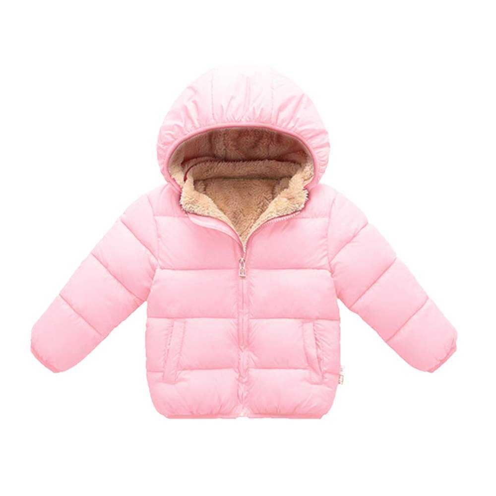 Toddler Baby Hooded Down Jacket Boys Girls Kids Thicken Warm Winter Coat Outerwear 1-7t (Pink, 18-24 Months)