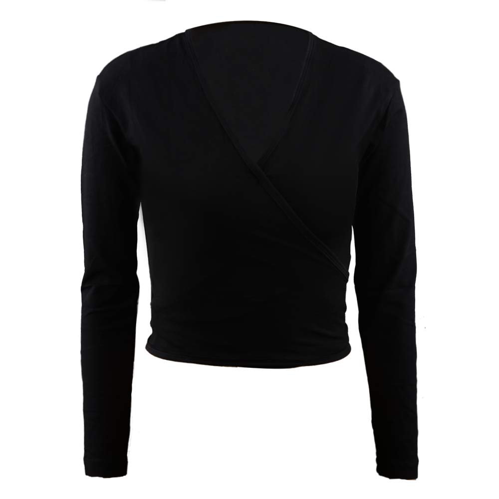 Ballet Wrap Top Girls Dance Sweater for Girls Long Sleeve Cardigan for Kids Toddler Black X-Large