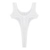 QinCiao Women's See Through High Cut One Piece Backless Thong Brazilian Bikini Monokini Swimsuits White One Size view 3
