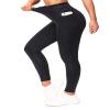THE GYM PEOPLE Tummy Control Workout Leggings with Pockets High Waist Athletic Yoga Pants for Women Running, Fitness Silver/Black view 2