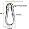 60 Pack 3" Heavy Duty Spring Snap Hook, M8 5/16" Galvanized Steel Carabiner Clip Spring Snap Hook, Small Carabiner Clip Metal Clip for Home Gym, Outdoor Traveling, Swing, Hiking, 500Lbs Capacity view 2