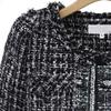 ebossy Women's Elegant Open Front Round Neck Fringed Plaid Tweed Jacket (Large, Black) view 4