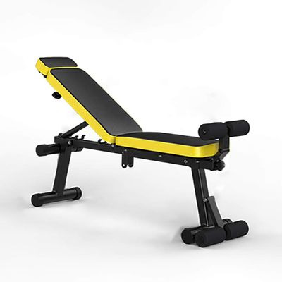 Swwin Multi-Functional Bench for Full All-in-One Body Workout, Fitness Equipment, Roman Chair, Ab Sit up Bench, Core & Abdominal Machine Adjustable Ab Decline Bench Dumbbell Bench (Color : Yellow)