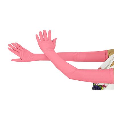 Ensnovo Children Girls' Boys Over Elbow Long Spandex Opera Gloves Pink, 5-18Y