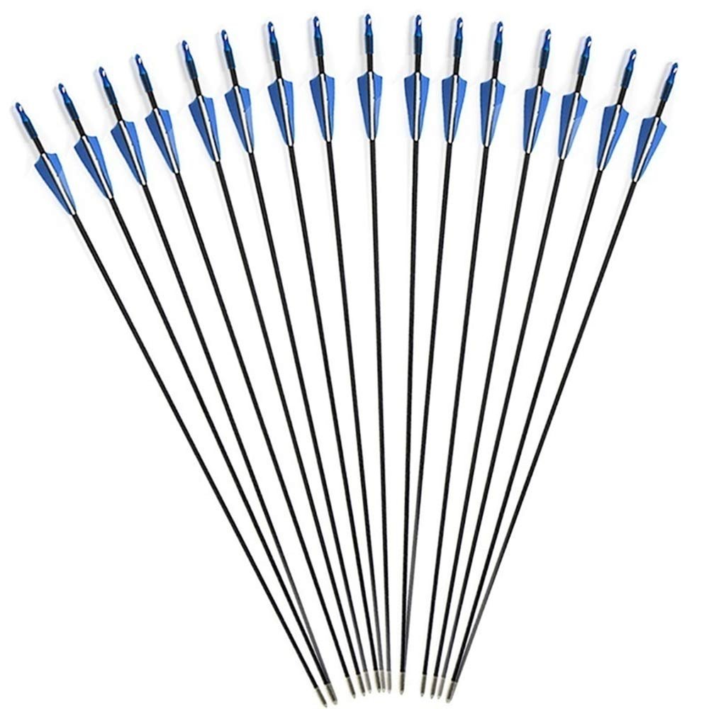 Pezicco Archery Carbon Target Arrows Hunting Arrows with Adjustable Nock and Replaceable Field Points for Compound Bow or Recurve Bow (12 PCS)