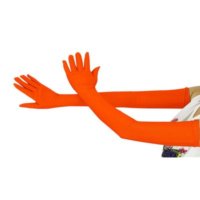 Ensnovo Children Girls' Boys Over Elbow Long Spandex Opera Gloves Fluorescent Orange, 5-18Y