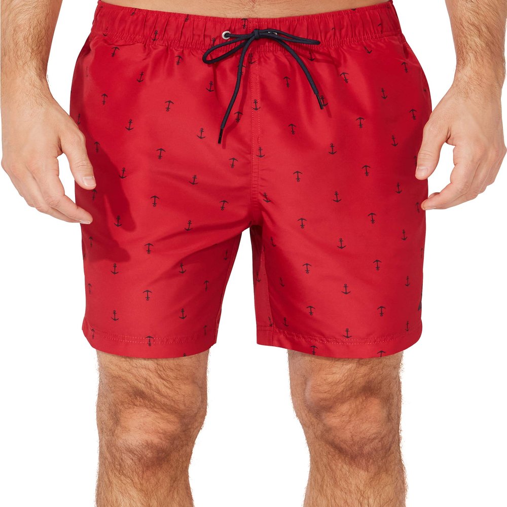 Nautica Mens Men's Quick Dry All Over Classic Anchor Print Swim Trunks, Racer Red, Large US