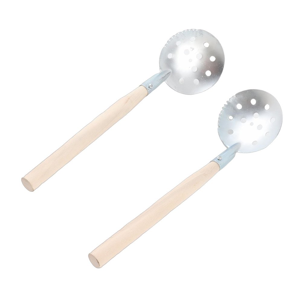 RiToEasysports 2Pcs Winter Ice Fishing Scoop Wooden Handle Iron Winter Ice Fishing Ice Scoop Skimmer for Outdoor Ice Fishing Other Fishing Tools and Accessories