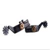 Showman Antique Gray Steel Spurs w/Blue Rhinestones & Gold Accent view 1