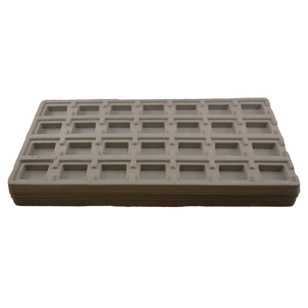 N'icePackaging 6 Qty Seal-Grey 28 Earring Slot Flocked Storage Tray Inserts - for Merchandise Jewelry & Organization