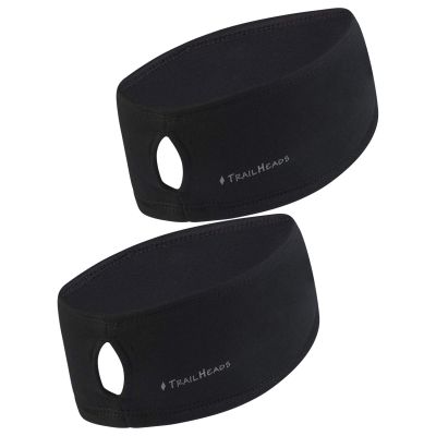 TrailHeads Women's Ponytail Headband - Moisture Wicking for Running, Winter, Workout - Athletic Hair Band - Black/Black - 2 Pack