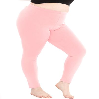 Women's Cotton Full Length Leggings Light Pink 4X