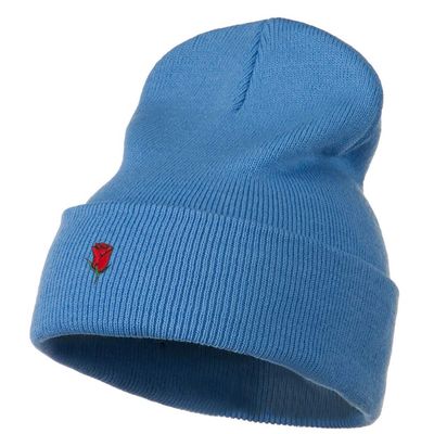e4Hats.com Mini Rose Embroidered Long Beanie - Sky Blue OSFM