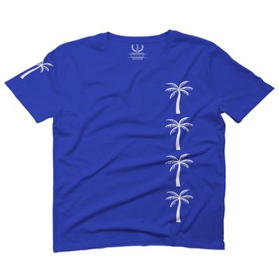 0318. Cool Graphic Surfer Society Summer California Palm Tree Beach for Men T Shirt (Royal 2X-Large)