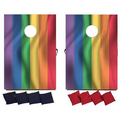 VictoryStore Rainbow Cornhole Bean Bag Toss Game Set, Bags Included, Rainbow Flag Bag Toss, LGBTQ Pride Cornhole